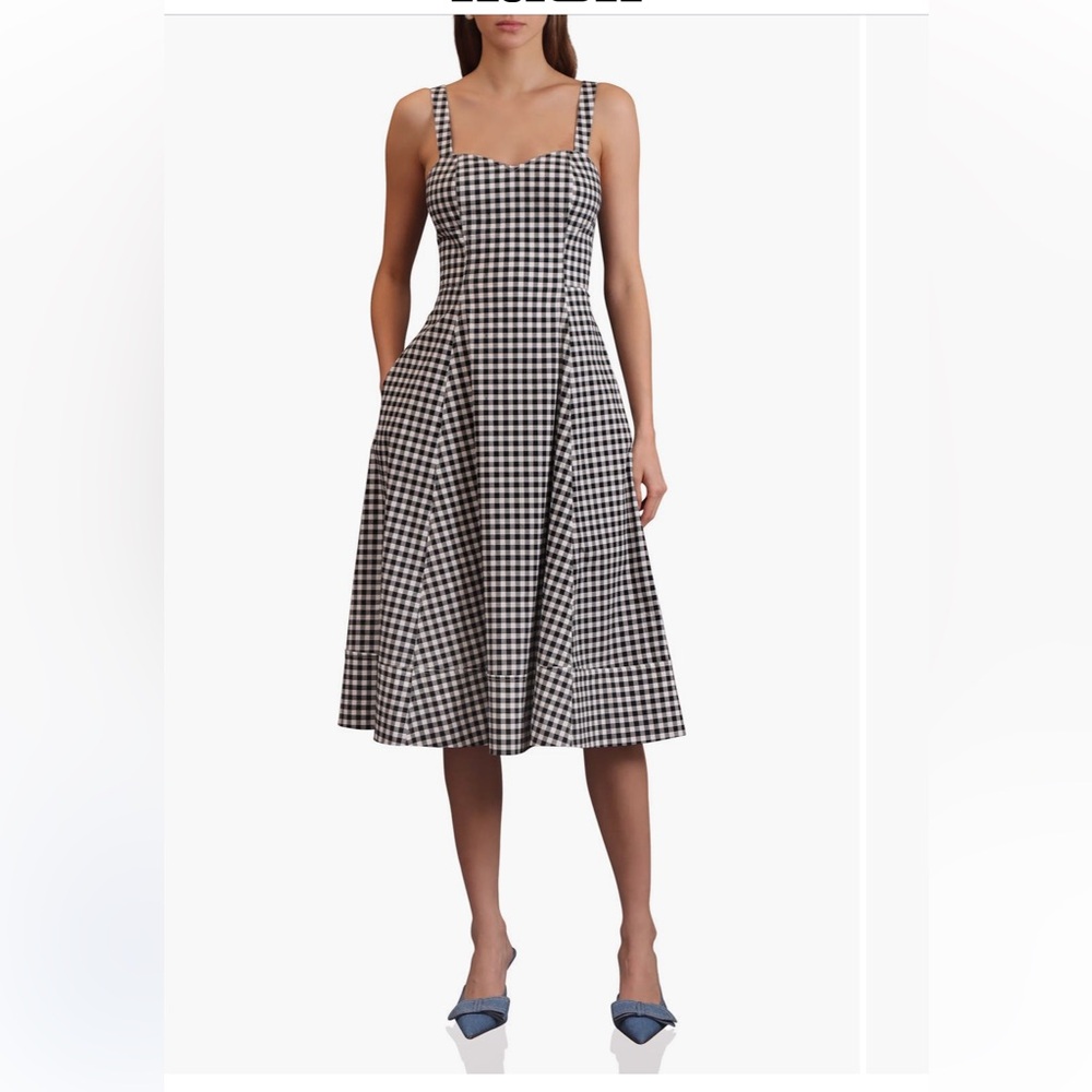 Avec Les Filles Black and White Gingham Midi Dress